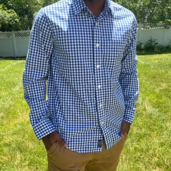 Abercrombie & FItch Blue Patterned Button Down Long Sleeve size medium - Picture 4 of 6